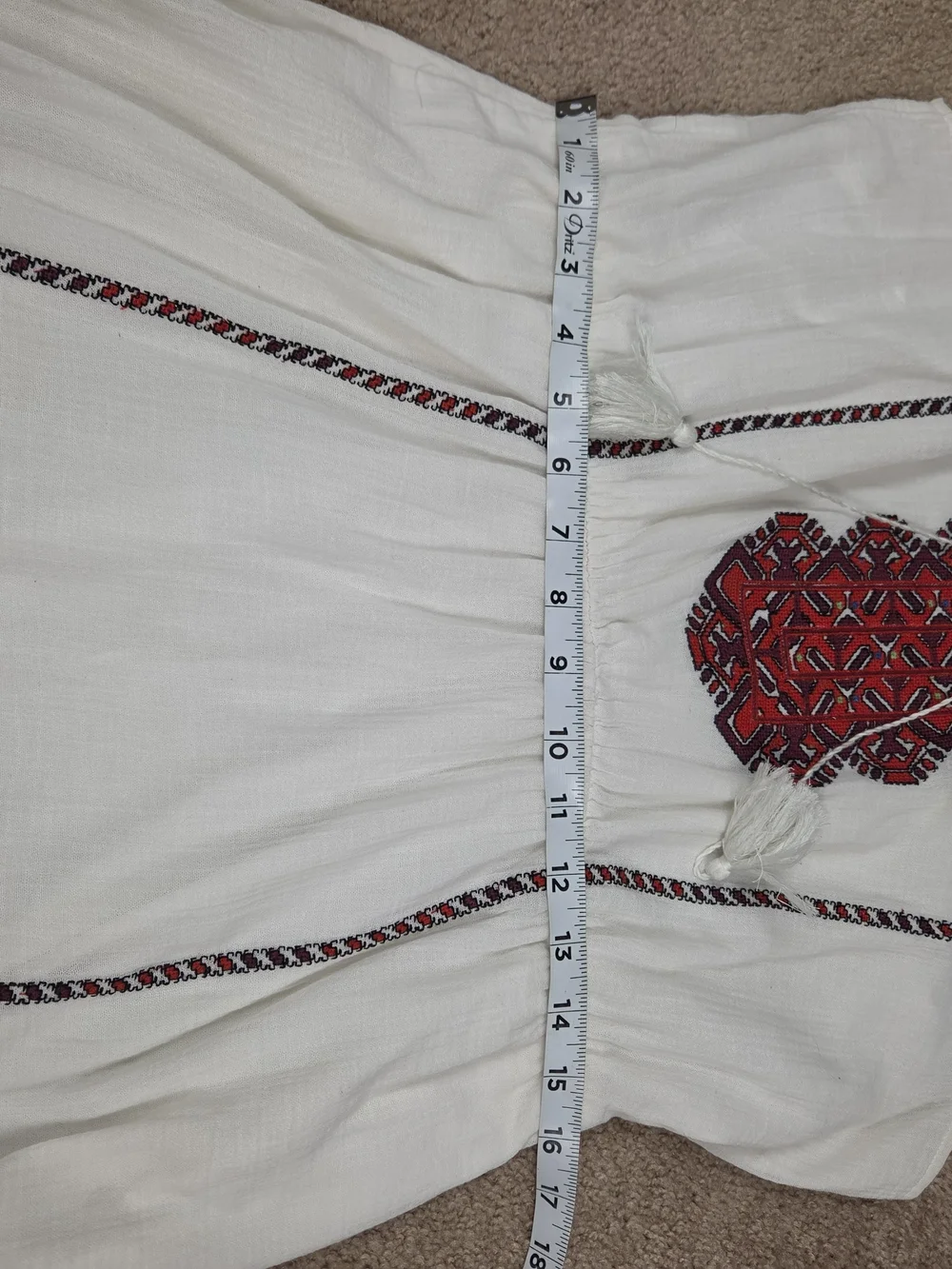 Madewell White Sleeveless Midi Dress with Red & Black Embroidery - Picture 8 of 11